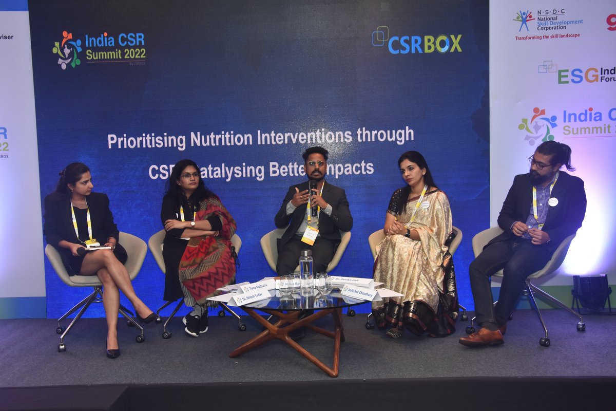 csrboxorg's tweet photo. The panel discussion on ‘Prioritizing Nutrition interventions through CSR: catalyzing Better Impacts’ at the India CSR Summit emphasized the need for complementing the govt's efforts to curb the triple burden of malnutrition prevalent in our country. 
Read:https://t.co/VjkYacV3WE https://t.co/OwzLFRXuxA