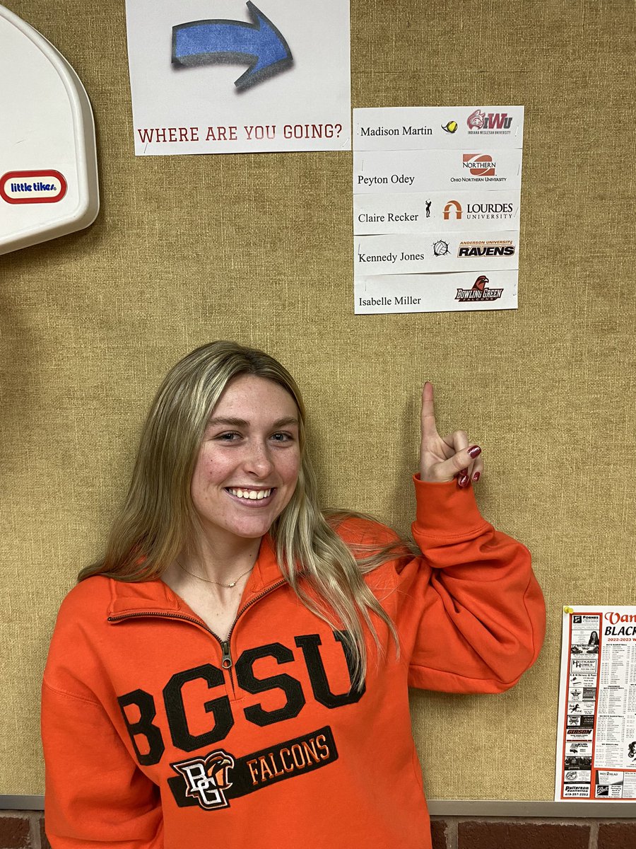 With the 5th pick of the first round of the 2023 Van Buren HS college draft, Belle Miller selects… Bowling Green State University! First Falcon on the board! More to come. Congrats Belle. <a href="/_Isabellemille/">Isabelle Miller</a> <a href="/bgsu/">Bowling Green State University</a>