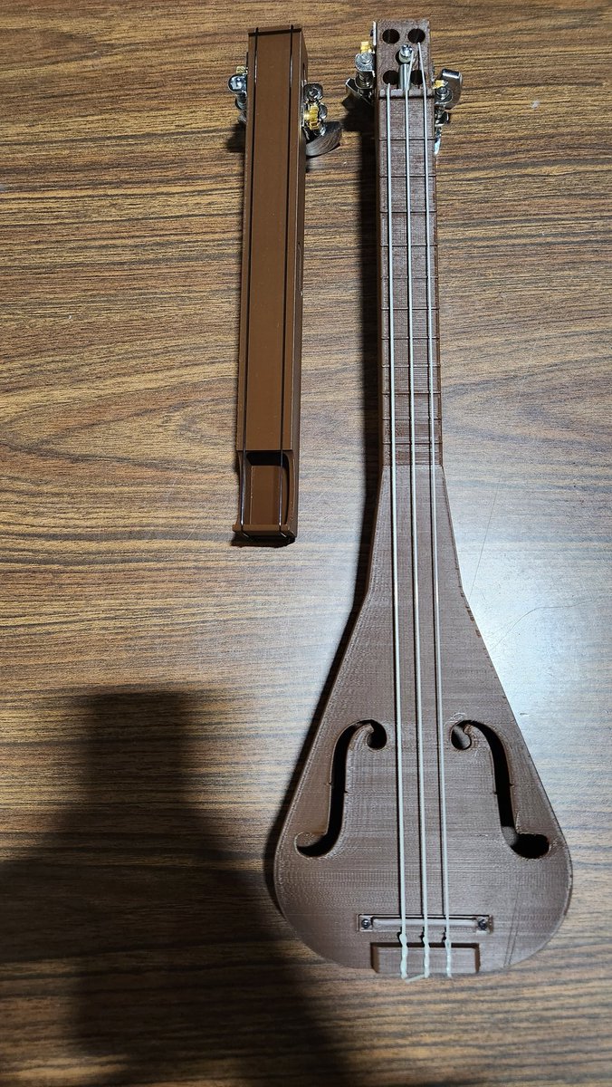 grhmhomelinux's tweet photo. #2string #3string #ukulele #guitar #fusion360
I finished my 3rd test of my 2 string instrument. The soundhole idea worked, but due to the size of the instrument, the note range is very limited. I will just dump this into the public domain. https://t.co/51ouHEkxRg