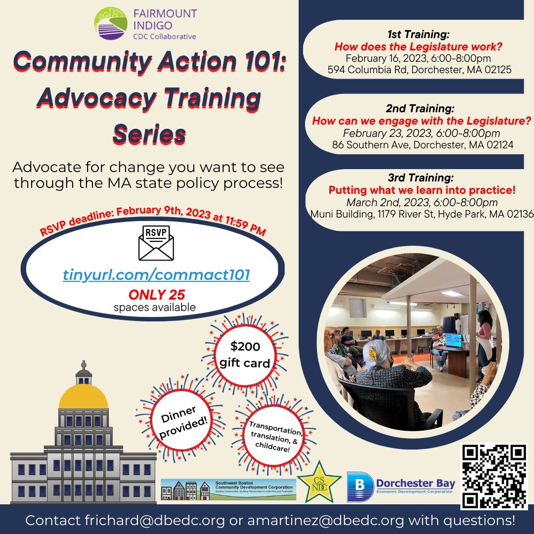 mydorchester's tweet photo. Join @fairmountcollab for Community Action 101: Advocacy Training Series. Reg is open NOW. Deadline to RSVP is 2/9. 1st session is 2/16. RSVP: https://t.co/s3r0Pf3dnv. Info: frichard@dbedc.org or amartinez@dbedc.org #CSNDC #FairmountIndigoCDC #DBEDC #SWBCDC https://t.co/PZowAvBUXL