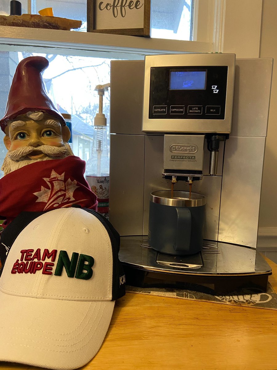 Getting caffeinated for trek to tomorrow’s @team_equipenb <a href="/2023CanadaGames/">2023 Jeux du Canada Games</a> rally in #Fredericton #CanadaGames #lifeofagnome #newbrunswick