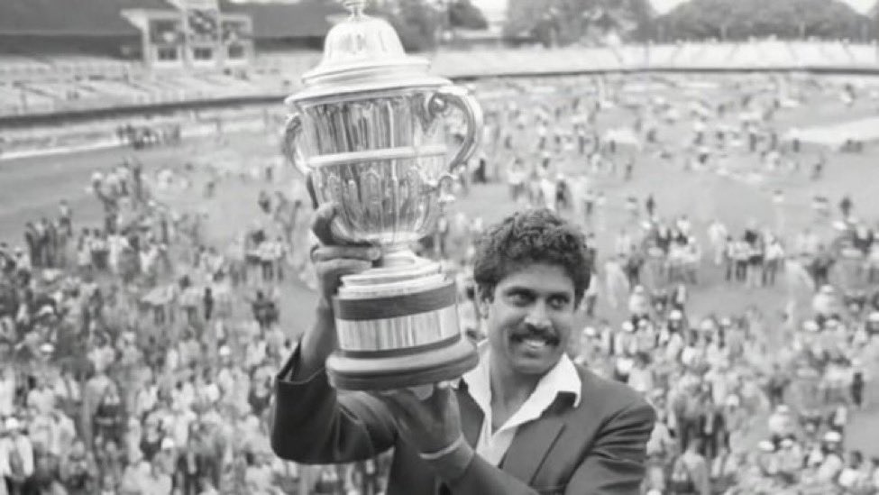 FIndiaofficial's tweet photo. Thanks for our first World Cup trophy… Happy birthday @therealkapildev 🇮🇳🥳 https://t.co/RFtFX7WVUt