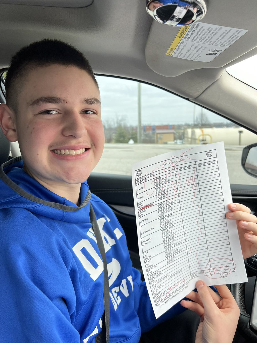 KevinMc75511121's tweet photo. Proud of my boy! Carter passed his drivers test today with a perfect score. Crazy to think about how fast time has gone &amp; to see him even taking the test

Special thanks the his momma @RMcClanahan1978 for teaching him the proper way to drive! 🙄

#GrowUpTooFast
@CarterMcClanah2 https://t.co/x8iMHNe4mB