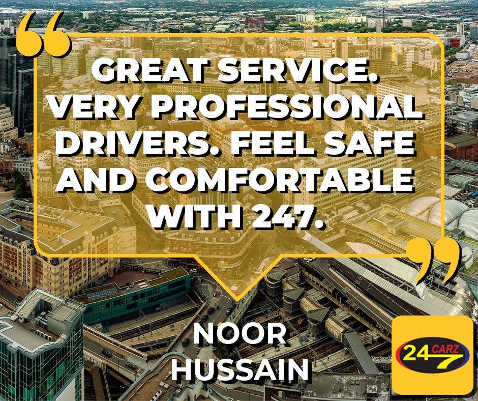 247Carz's tweet photo. Thank you for the review Noor! All our drivers are DBS checked and trained to the highest standards! 

📲 Download our app: https://t.co/oNVBtKRIhH

🌐 https://t.co/iZUzb0ViTC
-
-
-
-
#247Carz #Birmingham #WestMidlands #BirminghamLife #VisitBirmingham #TaxiBirmingham #testimonial https://t.co/AAWXxa3oTI