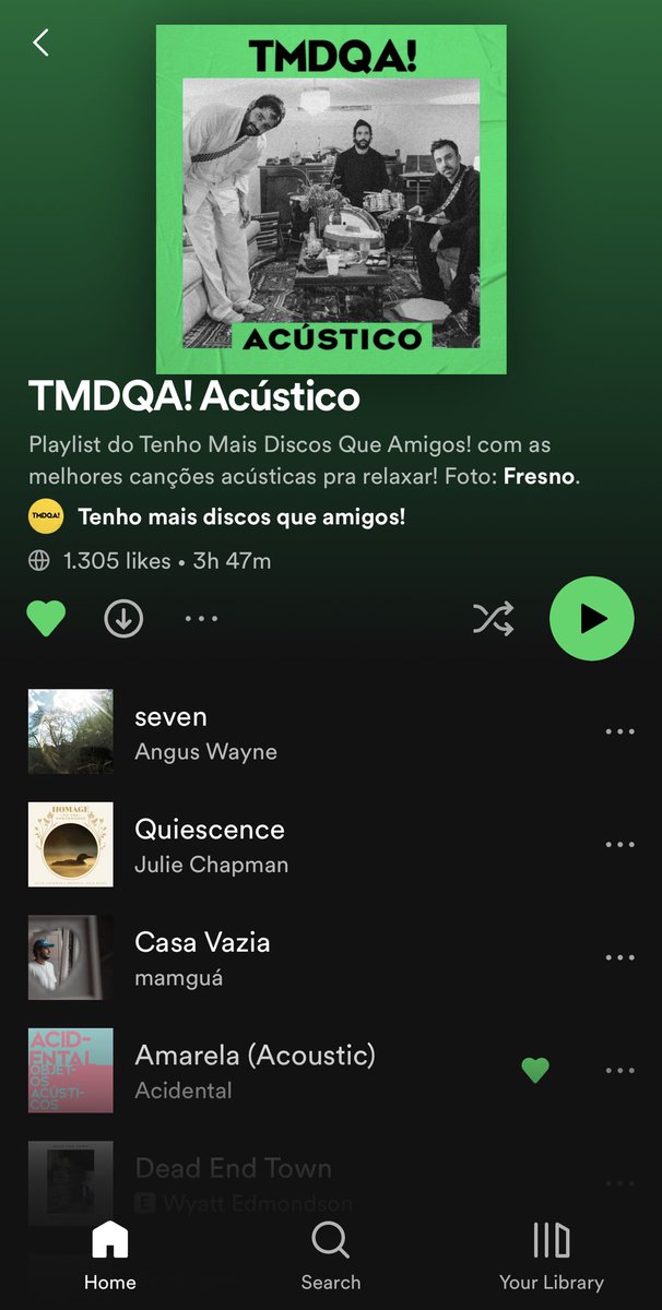 AlexandreM_Acid's tweet photo. Estamos na playlist acústica do @tmdqa 🙏 

#acidental https://t.co/Wc4VyHhFCu