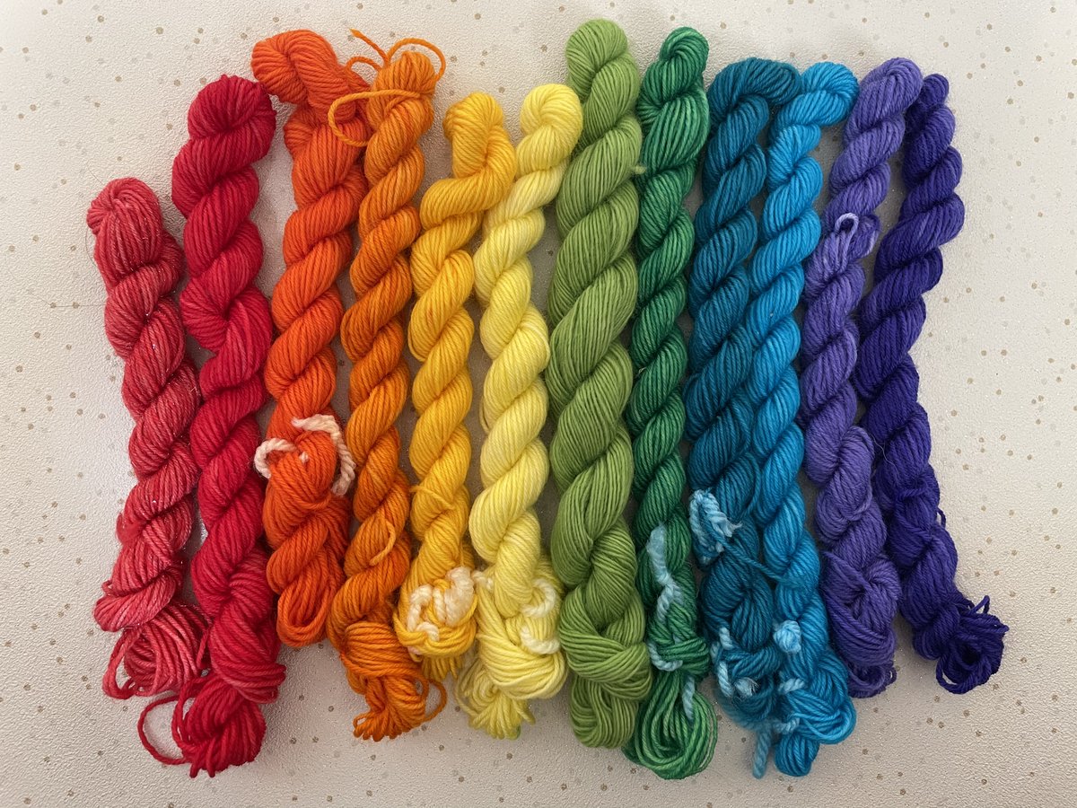 A #rainbow of #yarn! 10 x10g skeins for £20 which includes free UK P&P (I know the picture has 12). Send me a message and we can discuss the details.

#MHHSBD #craftbizparty #ukmakers #bizbubble #UKcraft #craftyfeatures #earlybiz #GiftIdeas #indiedyer #handmade