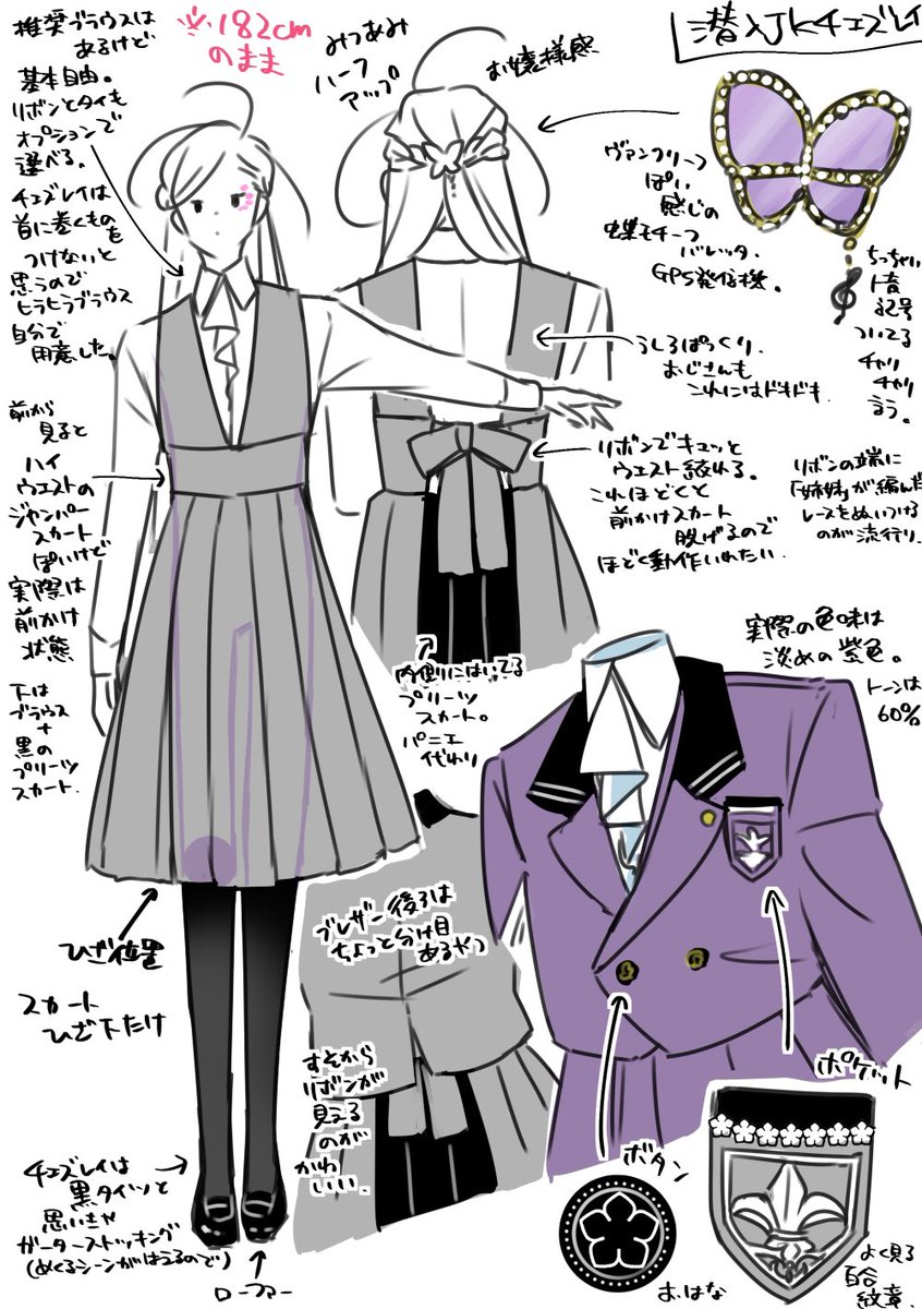 あげてなかったブロマイド絵(盗撮)と作るだけ作ってた(こういうの作るのが死ぬほど楽しい)制服設定とガッツリ書いてしまった文字ネーム一部 