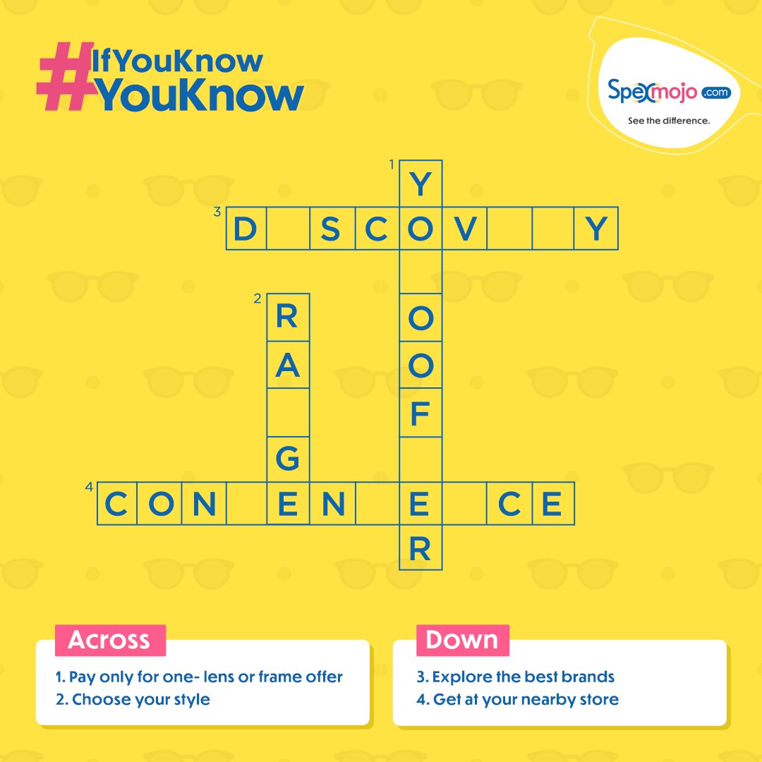 spexmojo's tweet photo. Hundreds of interactions and numerous participations, the contest of 2022 awarded many winners with amazing prizes!
Try your hands on this crossword. You may not get any prize, but your correct response will let us know that we won, and the reward is you! 

#IfYouKnowYouKnow https://t.co/nfcjI80zOt