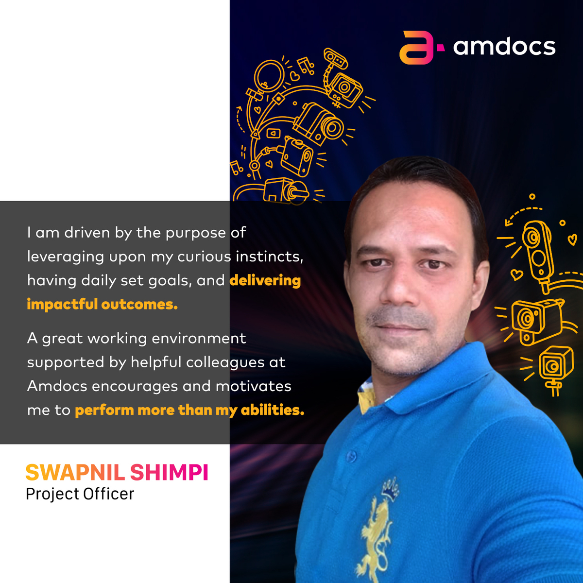AmdocsIndia's tweet photo. Amdocs strives to bring out the best in the employees. See how Swapnil Shimpi explains the long-term benefits of a healthy work environment in the organization.
#FollowingPurpose #Changemakers #Amdocs #MakeItAmazing https://t.co/bCVdNT8SXy