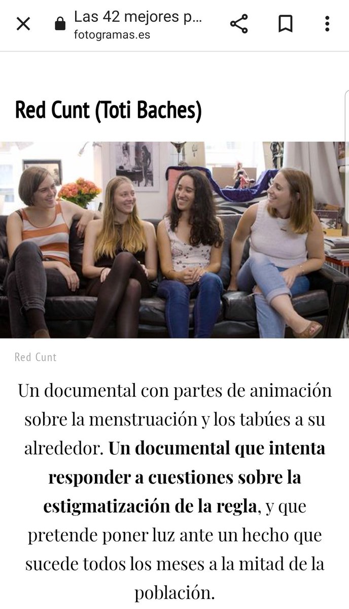 🔴 Feliç de saber que el docu #RedCunt de la <a href="/BachesToti/">Toti Baches 🎗️</a> ha estat considerat per <a href="/fotogramas_es/">Fotogramas - Cine</a> un dels millors de l'any.

Feliç d'haver pogut participar amb una mica de la meva música.

Enhorabona i gràcies Toti!❤🎶🎬

<a href="/PereVallK/">Pere Vall Karsunke</a> #Docus #Cine #Regla #period #Música #Filmscoring