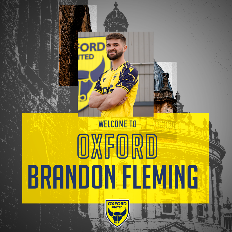 OUFCOfficial's tweet photo. ✍️ We have completed the signing of defender Brandon Fleming on loan from @HullCity until the end of the season

Welcome to the U's, Brandon! 👋

🟡🔵 #OUFC | #COYY