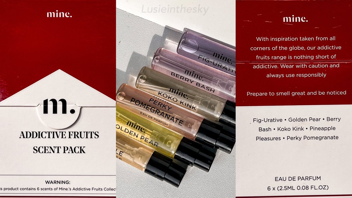 Lusieinthesky's tweet image. honest review edisi racun parfum wangi buah🍓🍊🍍

tolong yah kalian harus cobain parfumnya Mine, gak pernah gagal asli wanginya unik bgt heran😩👋🏻

total ada 6 varian dan dominan sweet fresh fruity, ada yg dry downnya soft powdery gilaaa enak bgtt!

#racuninparfum