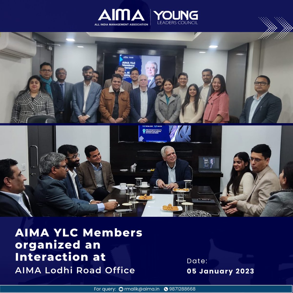 aimaylc's tweet photo. .@aimaylc Members organized an interaction at @aimaindia Lodhi Road office yesterday with Mr. @richardrekhy. The interaction focused on various aspects like Leadership, Relationship-Building, Decision-making, and Mentorship to name a few.

 @SVlearn @rohitrajput @agrwlANUPRIYA https://t.co/ftR9AdVxk0