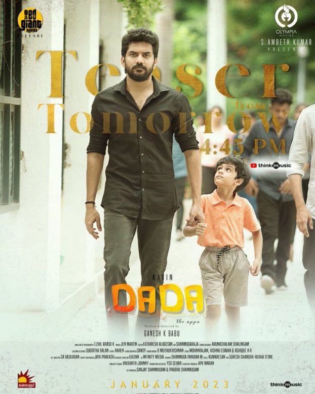 OnlineKavinTeam's tweet photo. Teaser  Tomorrow at 4.45 pm 🥳

#Kavin #Dada https://t.co/vJZHmbiRCy