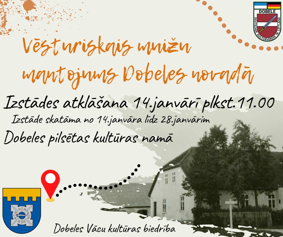 dpknlv's tweet image. Izstāde "Vēsturiskais muižu mantojums Dobeles novadā", izstādes atklāšana Dobeles pilsētas kultūras namā 14.janvārī plkst.11.00
✅Izstāde būs skatāma no 14. - 28.janvārim Ieeja bez maksas.