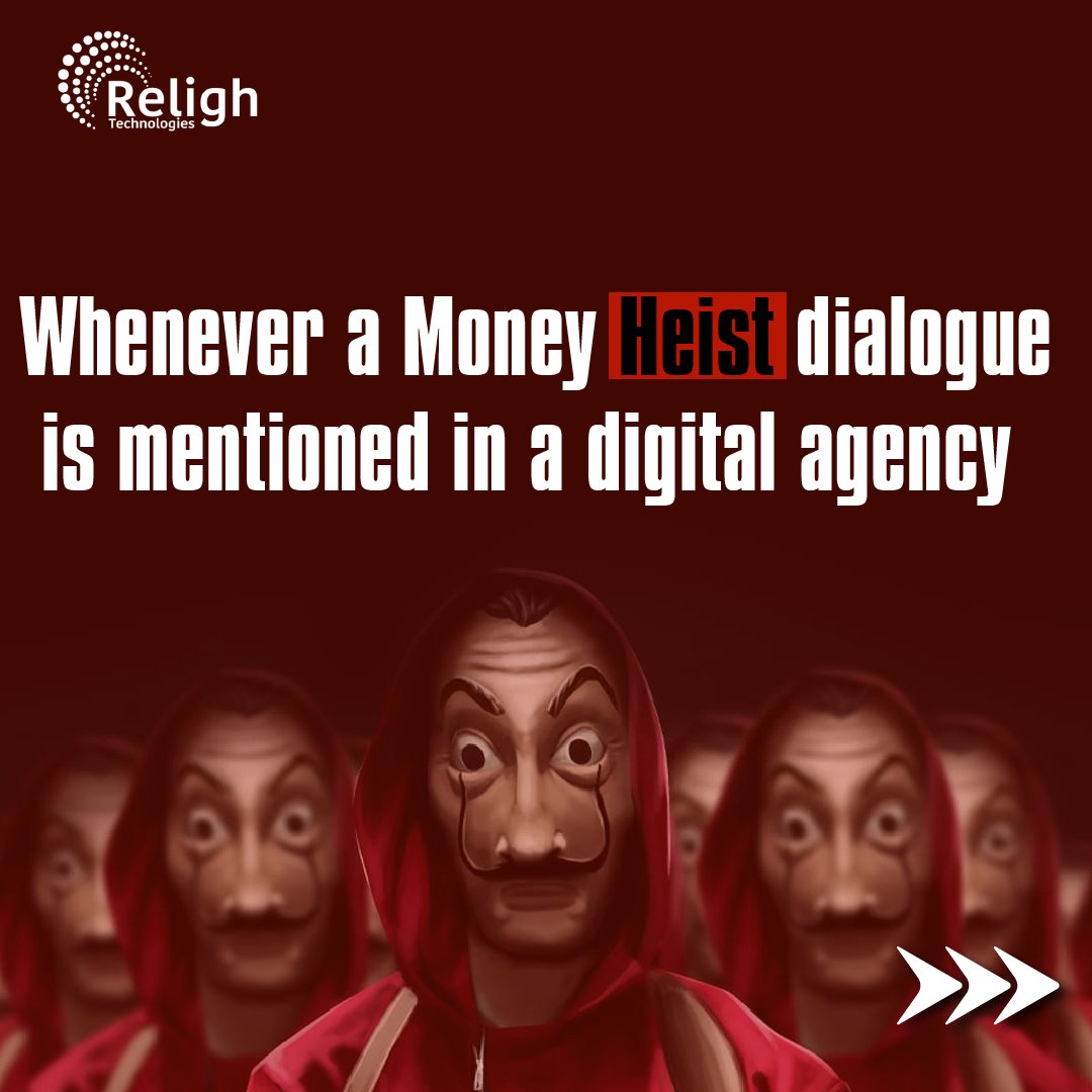 RelighTechnolo1's tweet photo. "Presenting Agency Life x Money Heist
Which of the dialogues do you relate to in your everyday life?

#advertising #advertisement #marketing #agencylife #agencymarketing #advertisementshoot #digitalmarkteing #socialmediaagency #moneyheistbusinesslesson #moneyheistmarketing https://t.co/x9NpgCoWkI