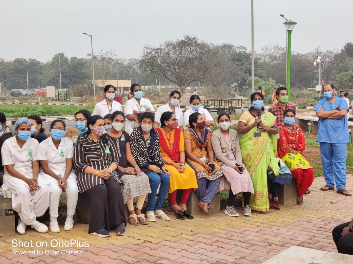 hbchrcECHO's tweet photo. HBCH&amp;RC VIZAG is celebrating #glowteal today! Let's all contribute to #eliminatecervicalcancer ! https://t.co/zgYcNpxDb3