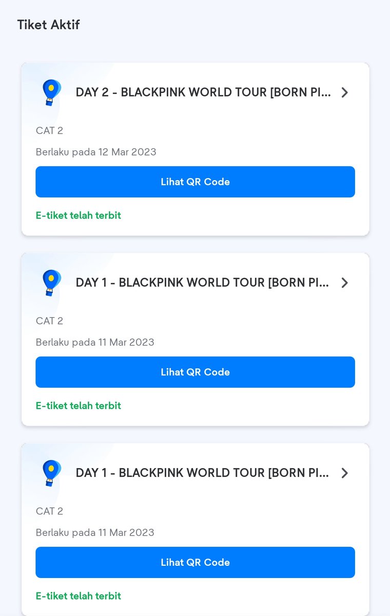 #WTS Ticket BlackPink Day 1 &amp; Day 2
Cat 2 - Price 2.990.000
Available 3 Ticket Only.
#BLACKPINK #BORNPINKinJKT