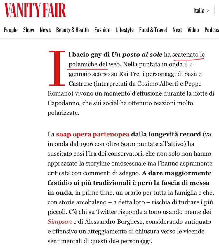 stanzaselvaggia's tweet photo. Una manciata di commenti di 4 gatti sul bacio gay in un Posto al sole sono diventati titoloni sui giornali che parlano di “bufera web”, “polemiche” e così via. Vi do una notizia: sei commenti di dissenso li trovate pure sotto la foto di un tramonto a Tropea. Non sono notizia. https://t.co/5qCF73Ci0t