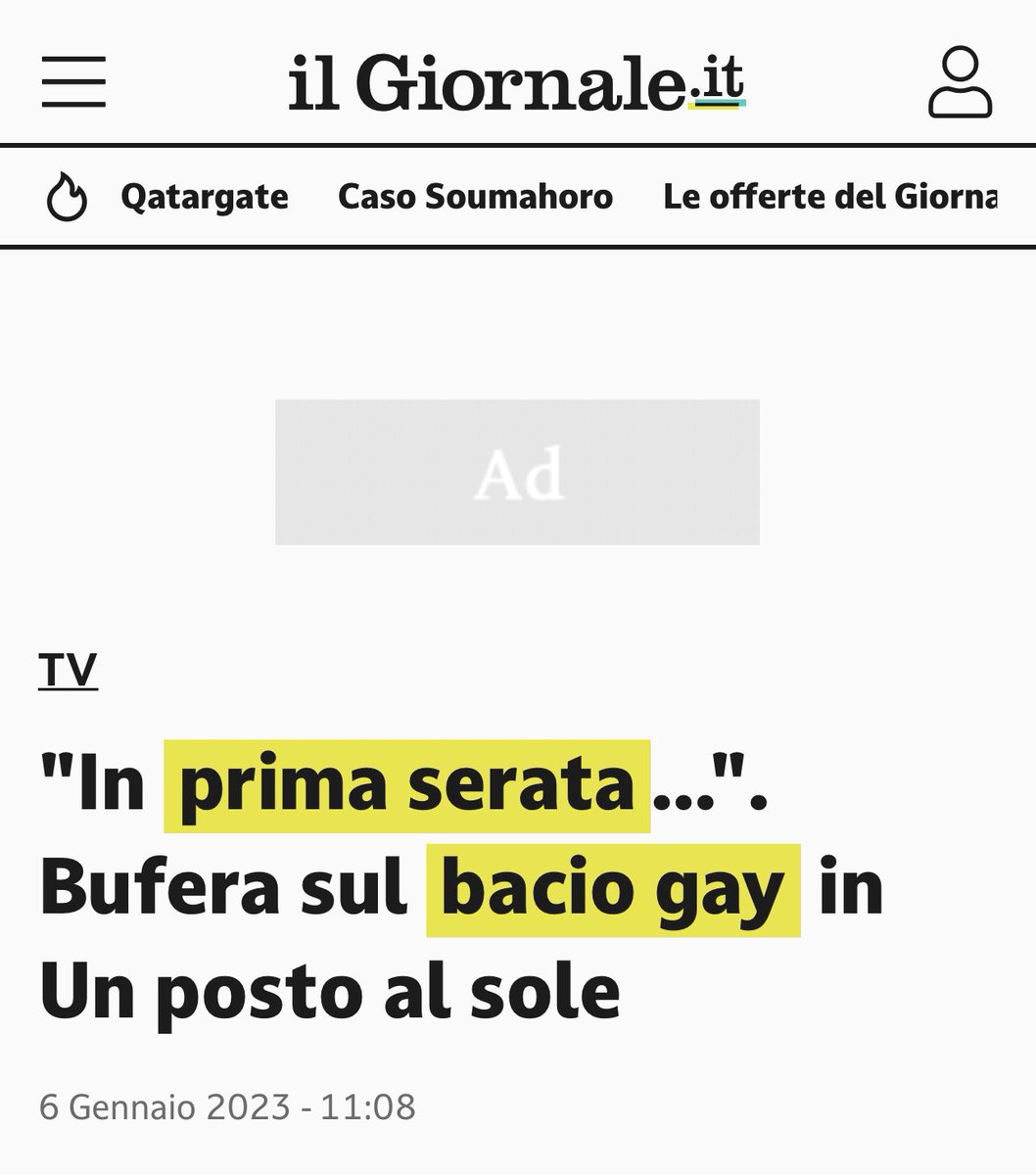 stanzaselvaggia's tweet photo. Una manciata di commenti di 4 gatti sul bacio gay in un Posto al sole sono diventati titoloni sui giornali che parlano di “bufera web”, “polemiche” e così via. Vi do una notizia: sei commenti di dissenso li trovate pure sotto la foto di un tramonto a Tropea. Non sono notizia. https://t.co/5qCF73Ci0t