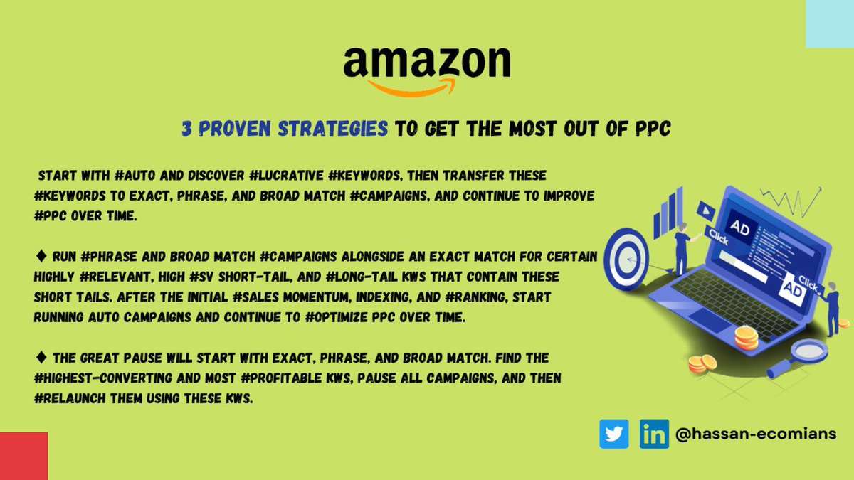 Hassan_Ecomians's tweet photo. 🥇3 Proven Strategies To Get The Most Out Of PPC🥇
Thanks & Regards,
Hassan
#amazonACOS #amazonsellers #amazonfbaexpert #amazonppc #Amazon #amazon https://t.co/0QBHgXdxDY