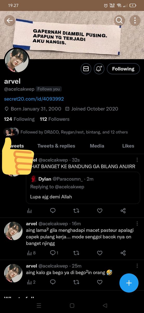 Paracosmn_'s tweet photo. @acelcakwep Liat itu ava sape anjay. Itu sec acc gue https://t.co/JitkEsUcaN