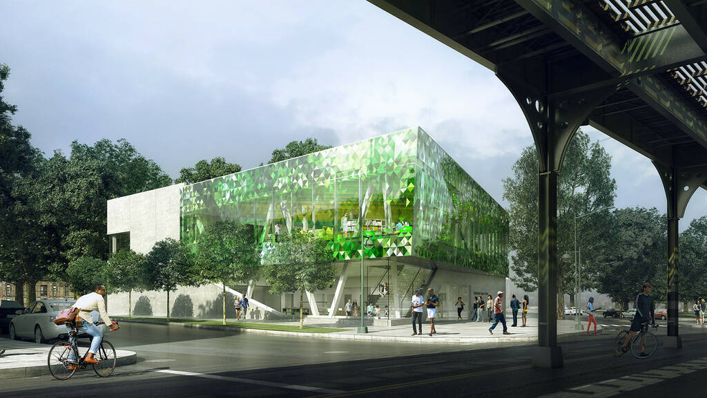 lizmcgettigan's tweet photo. This super cool, futuristic library is opening in the Bronx by 2025. The new Westchester Square Library will be an example of environmental efficiency. https://t.co/M8Ty7BrOzn #newlibraries #libraries #environment https://t.co/dvsoU8vTtR