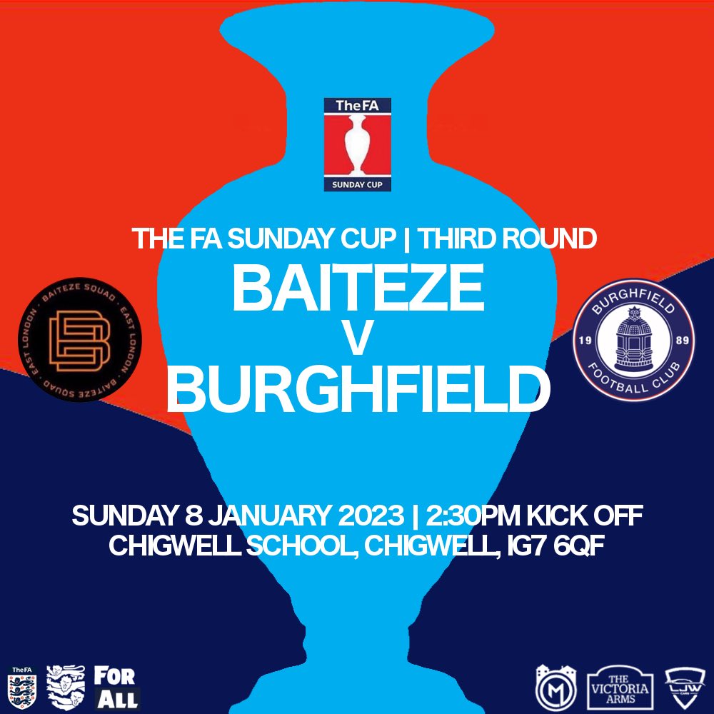 BurghfieldFC's tweet photo. The Men’s Sunday Firsts make the trip to Essex (again) at the weekend 🔵

🆚 @BaitezeSquad 
🏆 @FASunday_Cup 3rd Round
🗓️ Sunday 8th January
🕑 2:30PM KO
📍 @chigwellschool, IG7 6QF

#UpTheFielders https://t.co/4WhjCy6uwT