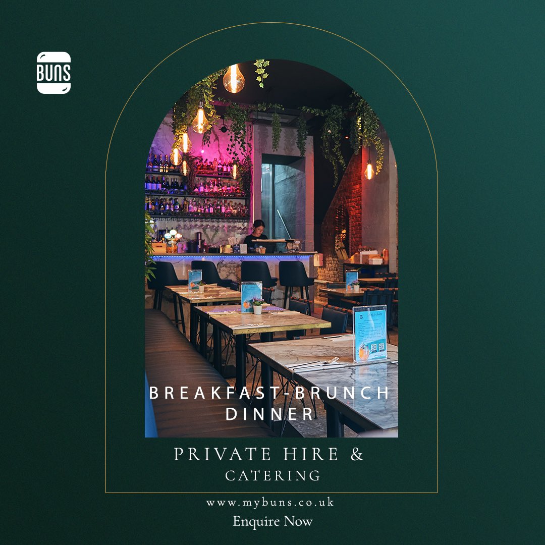 BUNSLONDON's tweet photo. BUNS is a perfect choice for private hire in the heart of West Hampstead for every occasion. Enjoy our delightful menu and indulgent cocktails at your leisure ✨

Go to our website or simply message us via DM to request a bespoke quote 📝 https://t.co/M9Yx9VV85V