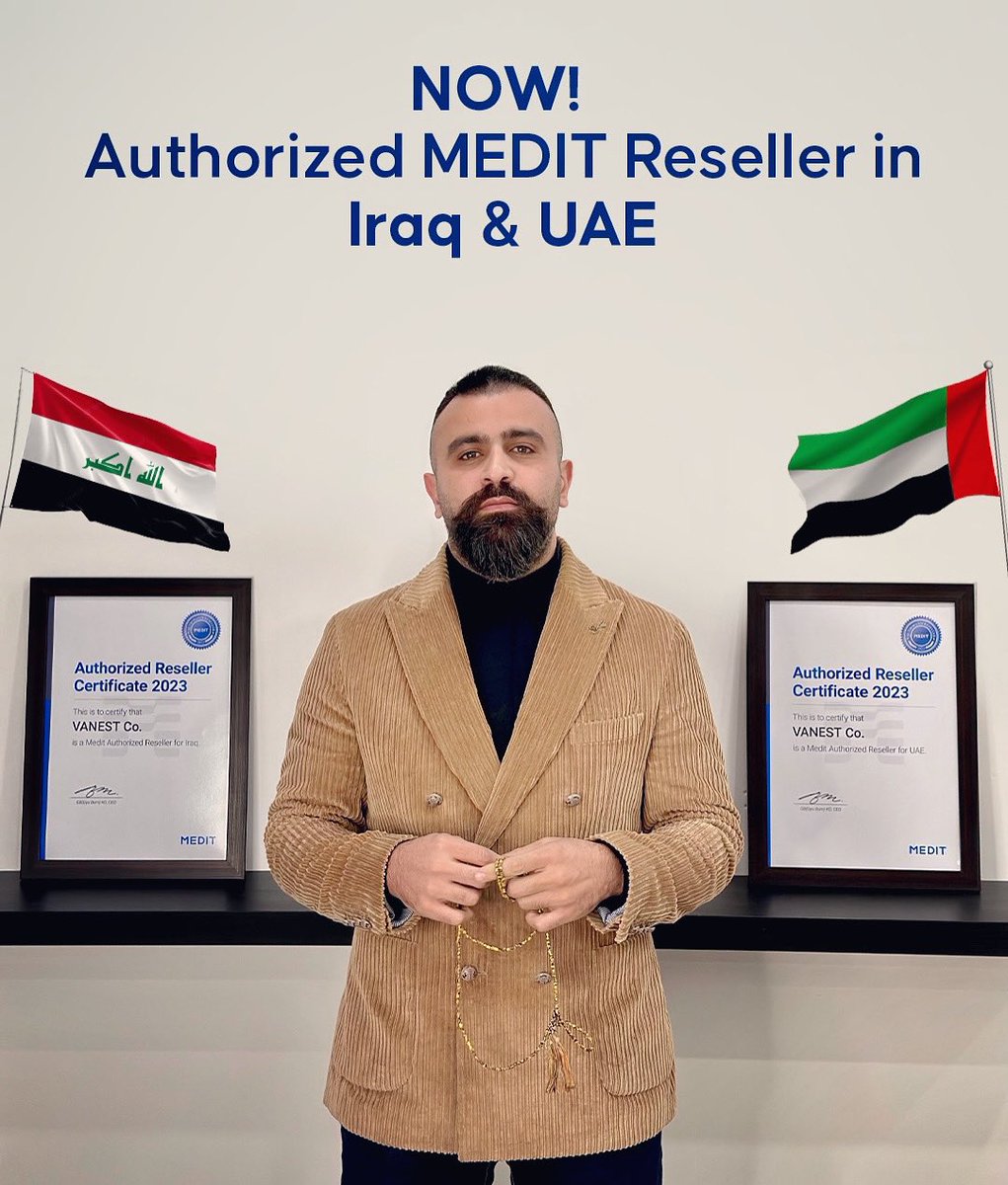 Proudly Now VANEST is the Official reseller of Medit in UAE Beside Iraq. 
Which makes us the first local company to start supplying on international bases. 

#VANEST #Medit #UAE #Iraq #Kurdistan #MeditMea #IntraoralScanner