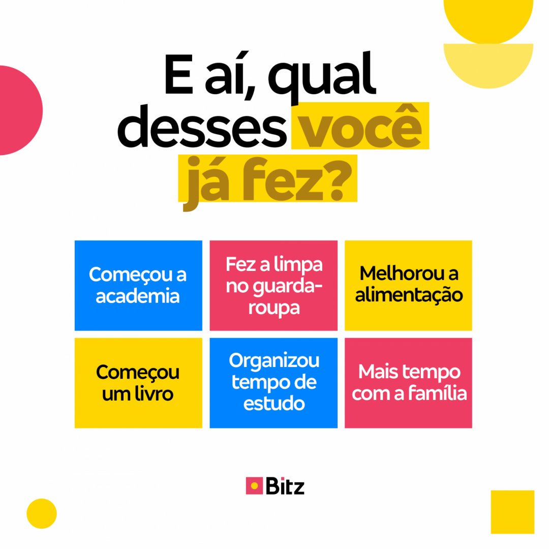 usebitz's tweet photo. Início de ano traz novas energias, e a gente aproveitou pra fazer uma listinha de experiências novas. E aí, já começou a mudança? Conta aqui se deu bingo ou se fez mais. 😊 #UseBitz #ContaDigital #SeuMundoNumBitz https://t.co/UxR4xQpKtg