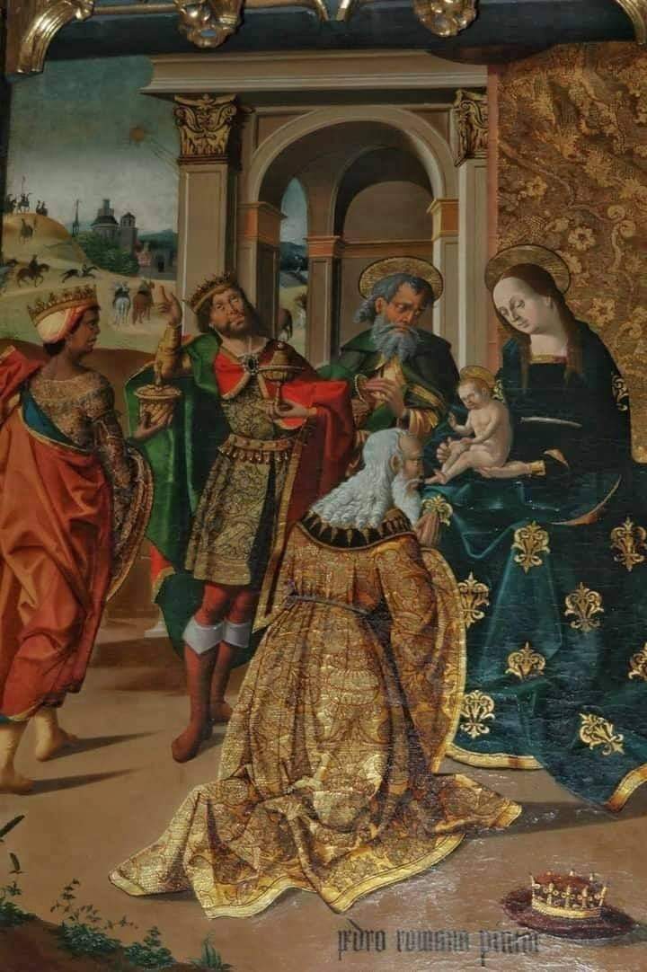 🌟 Epifanía del Señor, Solemnidad.

«Cuando vieron la estrella se llenaron de alegría, y al entrar en la casa, encontraron al niño con María, su madre, y postrándose, le rindieron homenaje.» (Mt 2, 10-11)

📷 Adoración de los Reyes Magos, Retablo San Andrés (IP San Bartolomé).