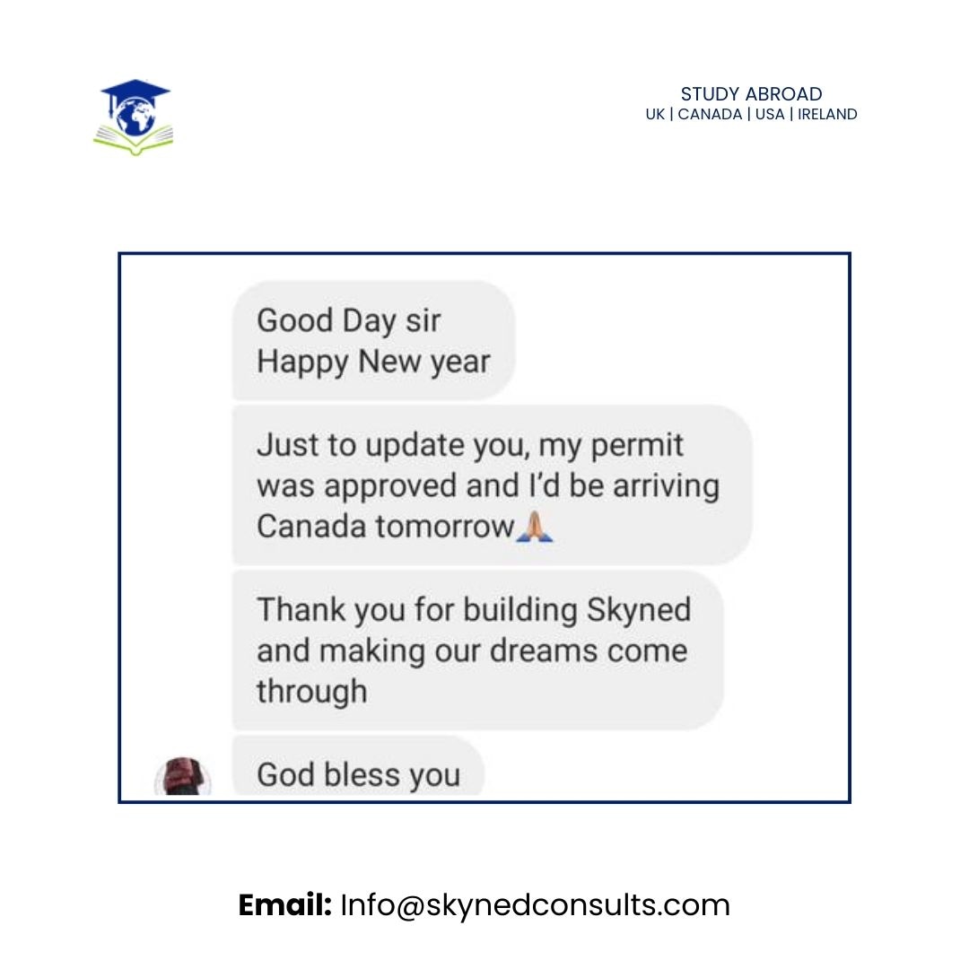 There are no compromises when it's genuine🎓 
Happy client drops a feedback✅

#canadianstudents #studyinCanada #studentinCanada 
#skynededucationalconsults #studyabroad #studentabroad #uktravel
