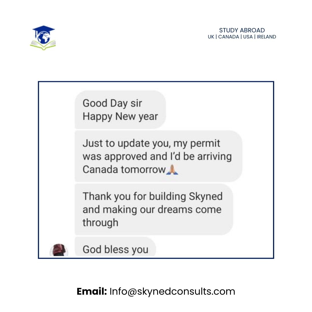 SkynedC's tweet photo. There are no compromises when it's genuine🎓 
Happy client drops a feedback✅

#canadianstudents #studyinCanada #studentinCanada 
#skynededucationalconsults #studyabroad #studentabroad #uktravel https://t.co/qOV5J1lO4i