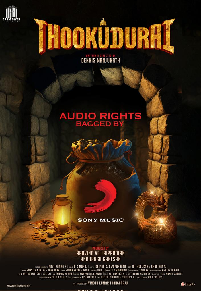 🥁#Thookudurai Audio rights have been acquired by @SonyMusicSouth✨ #ThookuduraiOnSonyMusic 🎬@dennisfilmzone @opengatepicture @iYogiBabu @IamIneya #MottaRajendran @smahesh0603 @Bala_actor @Senrayanoffl @arvind_mvp @Anburasug @DoneChannel1 @digitallynow