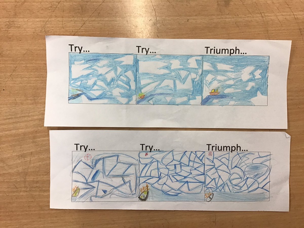 In Year 4, we know that if we try, we will triumph! We have been inspired by our class book (Shackleton’s Journey by <a href="/williamgrill/">William Grill</a>) to create some beautiful art work. @NewEarswickPS