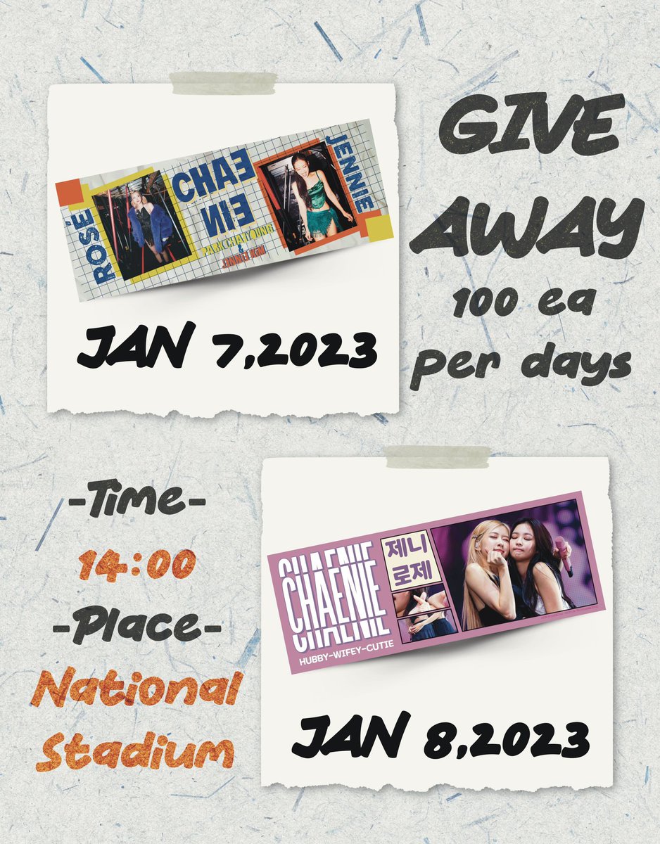 chaeniethailand's tweet photo. 💙 Give Away 🖤

🗓️ : 7-8 JAN 2023 
🕑 : 14:00
📌 : สกายวอล์ค MBK ฝั่ง Donki

มารับคุณฮับบี้กับคุณไวฟี่กันเยอะ ๆ นะคะ รับได้ทั้งสองวันเลย วันละ100ชิ้น🌷✨

จุดสังเกตง่าย ๆ : ยืนอยู่กับ @jensoothai @chaelisathai และ @chaesoo_th ค่า
💙 #BORNPINKinBANGKOK 🖤
💙 #Chaenie #Chaennie 🖤 https://t.co/O3D5VJX1Ay