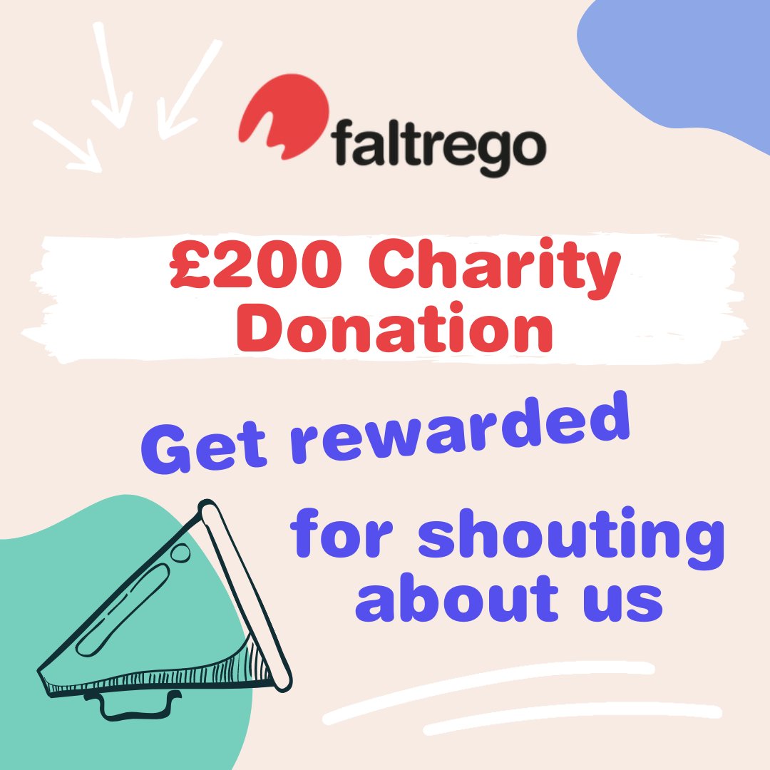 Good causes get rewarded when you say lovely things about us (all true, of course!) You’ll get a £200 donation to your charity of choice if any organisation, who hears about us directly from you, goes on to work with us. If you’ve had a great experience, get on the blower today!