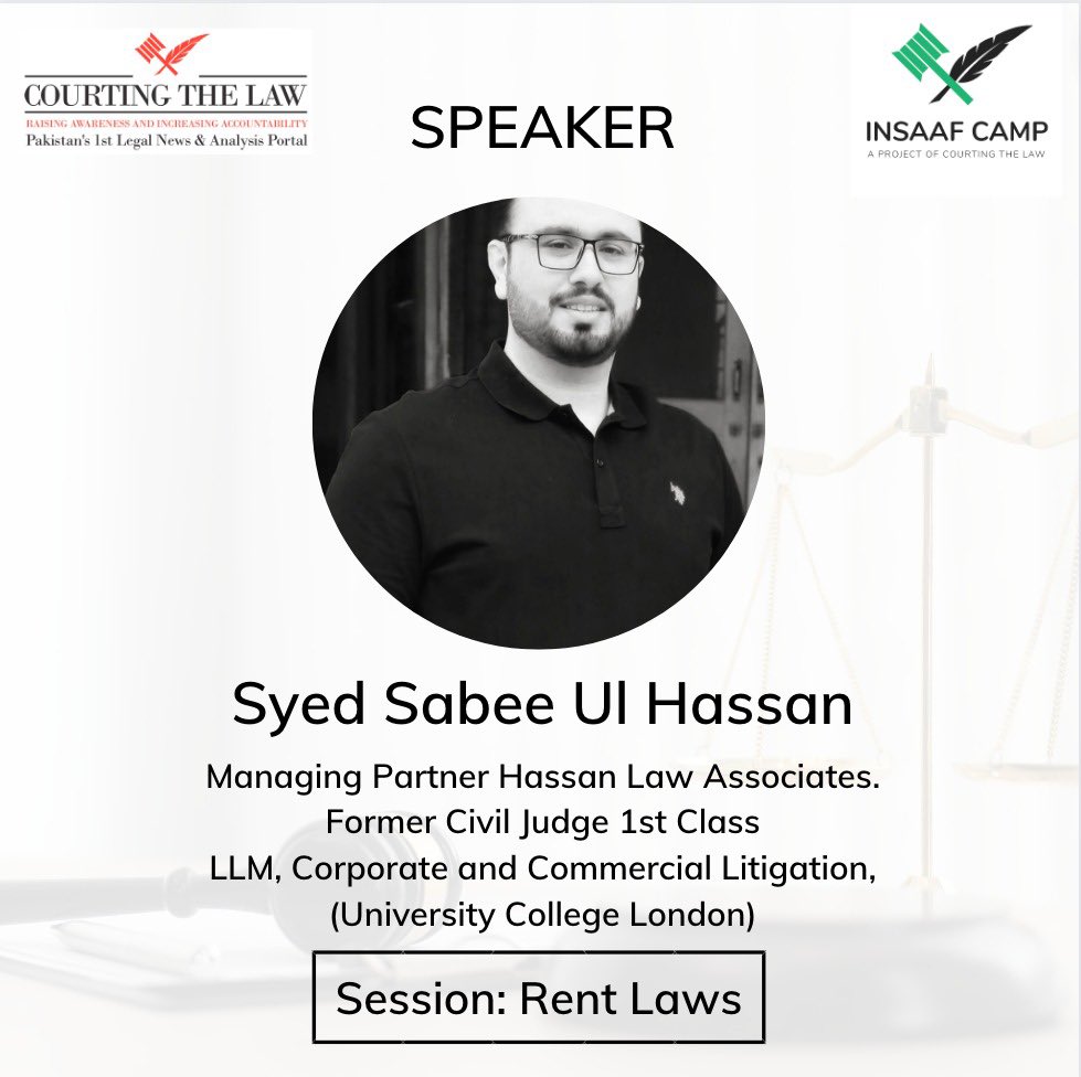 Insaaf Camp is hosting a session with Advocate Syed Sabee ul Hassan on Rent Laws. We cordially invite all our followers to send in questions they wish to get answered from Adv. Hassan. Please send your questions through the Google Form by Saturday 8pm! 
forms.gle/Rwh7YjXKYo1MCP…