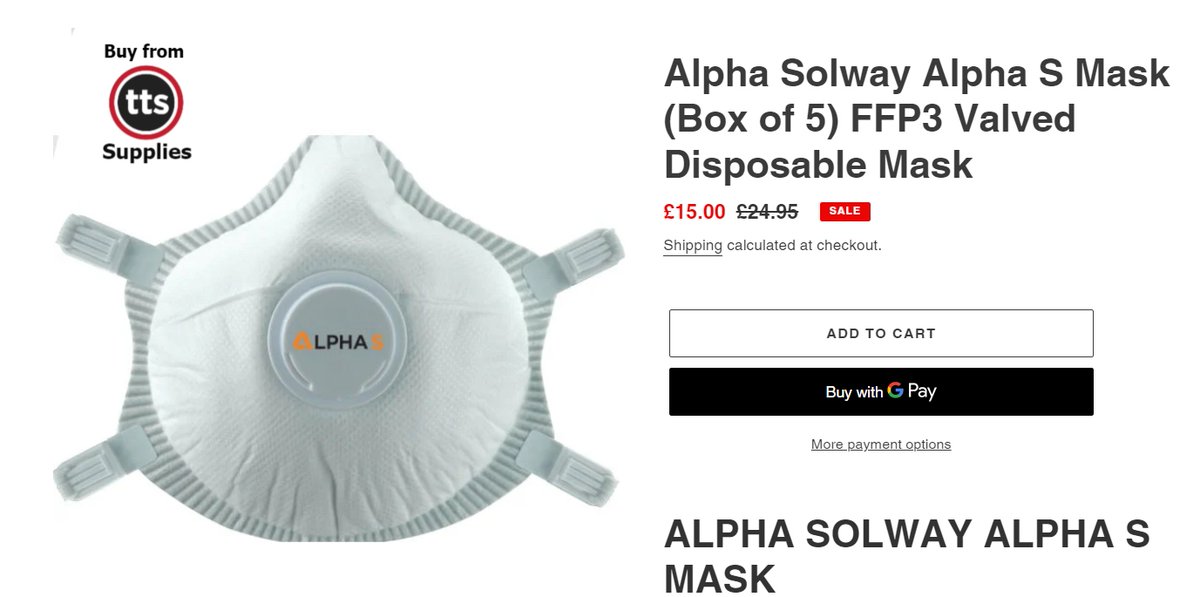 Amazing reductions on the Alpha S Mask - while stocks last!

This mask is specifically for small faces and performs exceptionally well during face fit testing. These surplus supplies are short dated and expire in October 2023.
tts-supplies.co.uk/collections/di…

#sale #Masks #Alphas #buy