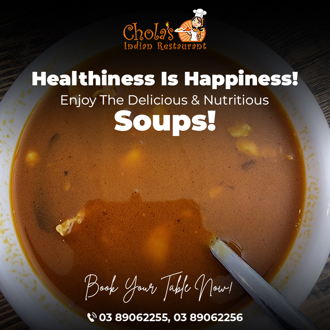 CholasIndian's tweet photo. Healthiness is Happiness !😍
Enjoy the delicious and Nutritious Soups !

#indianrestaurant #australia #soups #Nutritious #cholasindianrestaurant #indianfood #foodporn #catering #flavorful #flawless #cateringservices #culinary #culinaryarts #familyrestaurant #cranbourne https://t.co/KERcqZVSzo