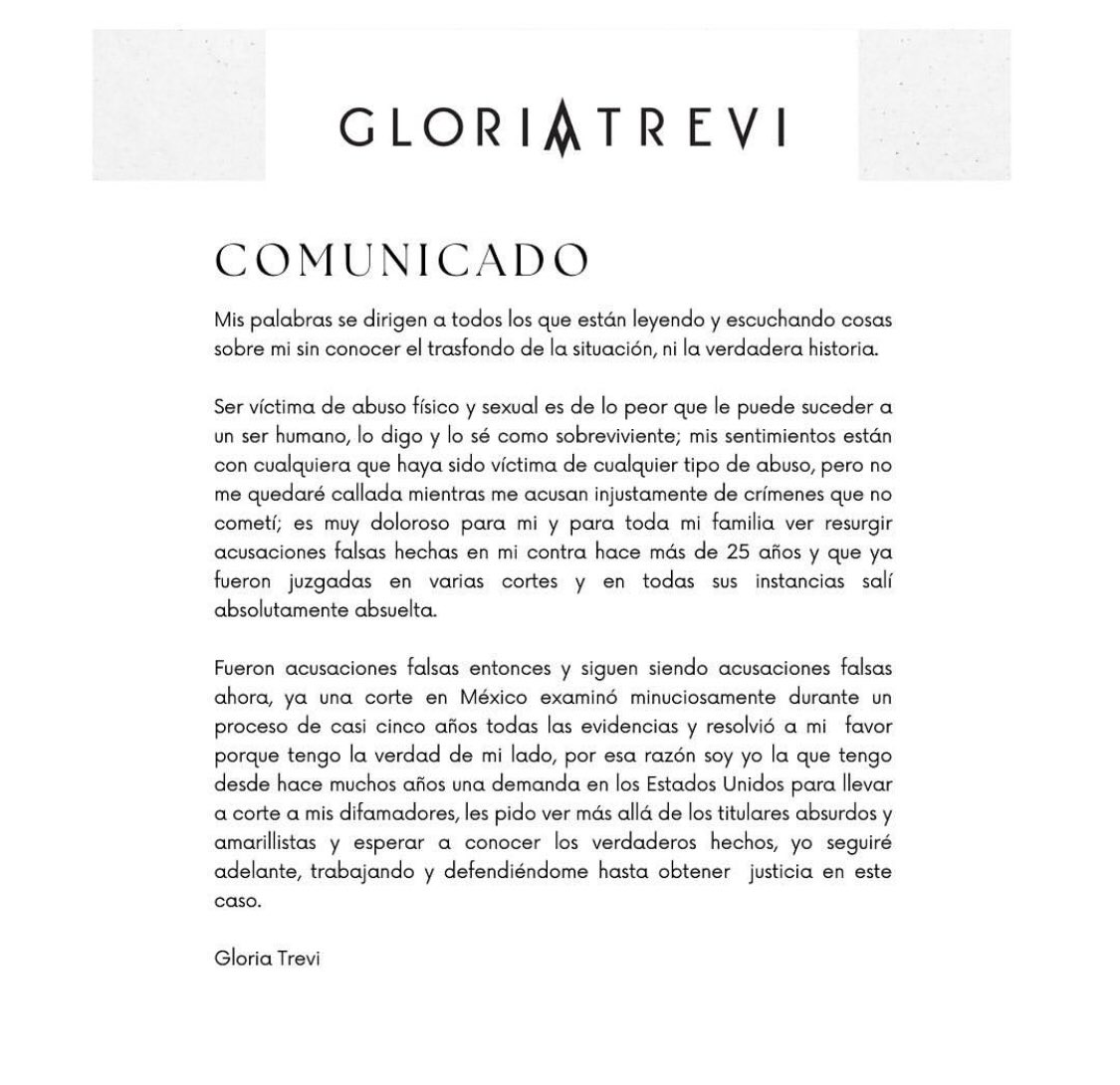 GloriaTrevi's tweet photo. #Comunicado https://t.co/JsywczoSLM