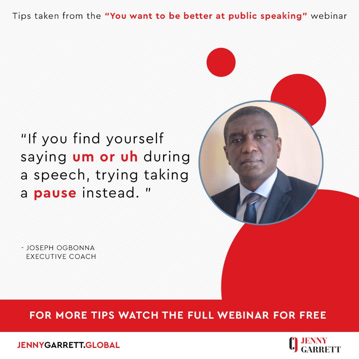 JenniferGarrett's tweet image. Joseph Ogbonna has really honed his public speaking skills, so his advice comes from a place of knowledge and experience.  Want more public speaking tips? Watch a recording of the webinar now for free at jubb.ly/801e1e
#publicspeakingtips #coaching #developingconfidence