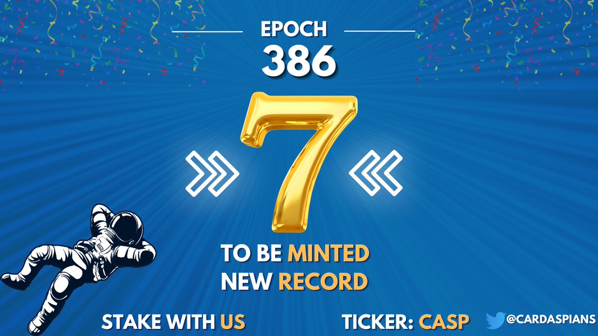 cardaspians's tweet photo. This epoch, <<7>> blocks have been assigned to us.
For us, as a semi-small #staking pool, this is a record. We are developing as steadily and fast as we can.
Staking #Ada with us is a no-brainer.
JOIN US NOW
Ticker: #CASP
#Cardano #Stakingpools #CardanoCommunity #CardanoADA https://t.co/4e4COpVjHf