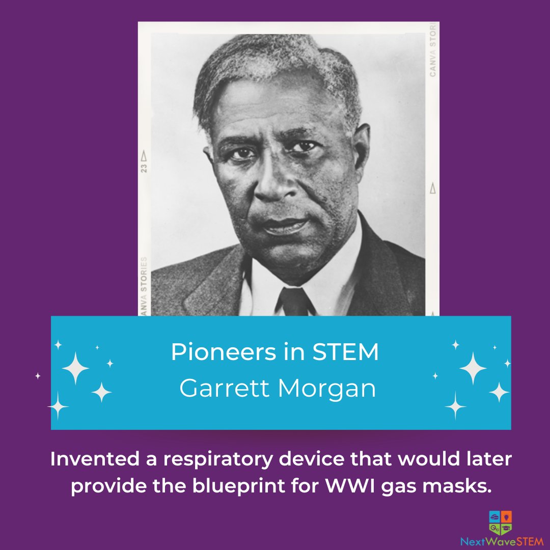 NextWaveSTEM's tweet photo. Todays pioneer in Stem we have Garrett Morgan.  His greatest invention is the three-position traffic signal that we use today ! 

#stempioneer #inventor #nws #stem #tech #science #nextwavestem #chicagostem #ai #pioneer https://t.co/G1NF8PwejU