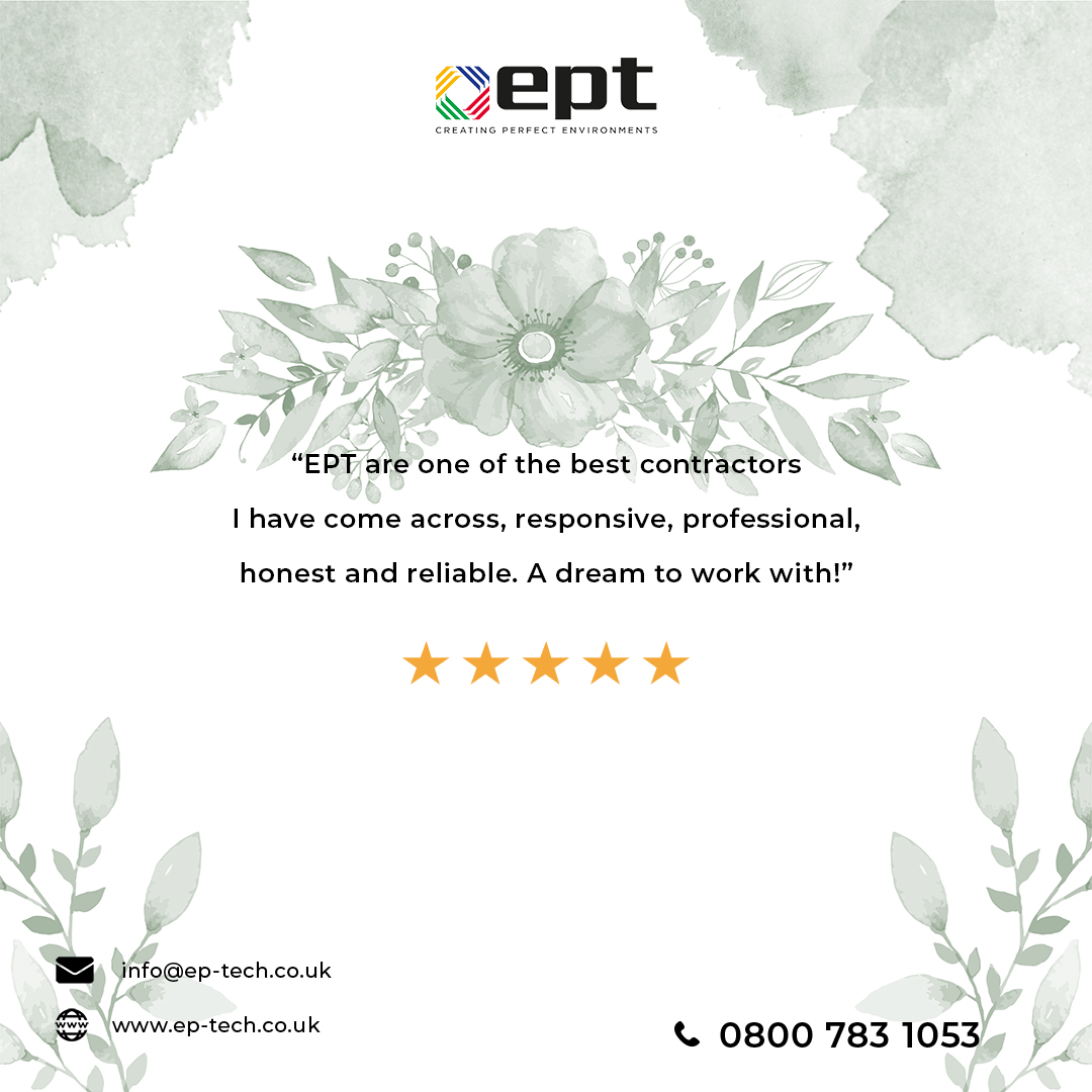EPT_Ltd's tweet image. “EPT are one of the best contractors I have come across, responsive, professional, honest and reliable. A dream to work with!”​

 0800 783 1053​
 info@ep-tech.co.uk​

#ept #eptech #temperaturecontrol #ventilation #workingenvironment #ventilationsystems #pollutants