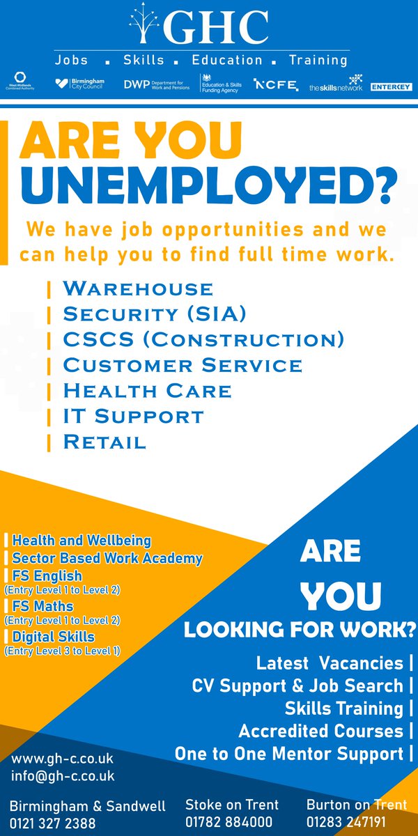 We have a Sector work based course in Warehouse starting on Monday for three days of the week, 10 am until 2 pm. You will be achieving accredited qualifications and gaining work place experience in this sector. Guaranteed interviews at the end of the course..