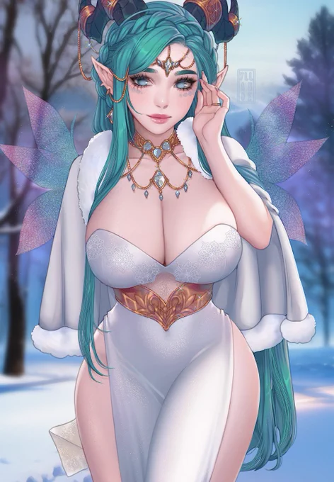 fairy dracthyr Ylersia arriving fashionably late to the party #OCWinterBall2022 
