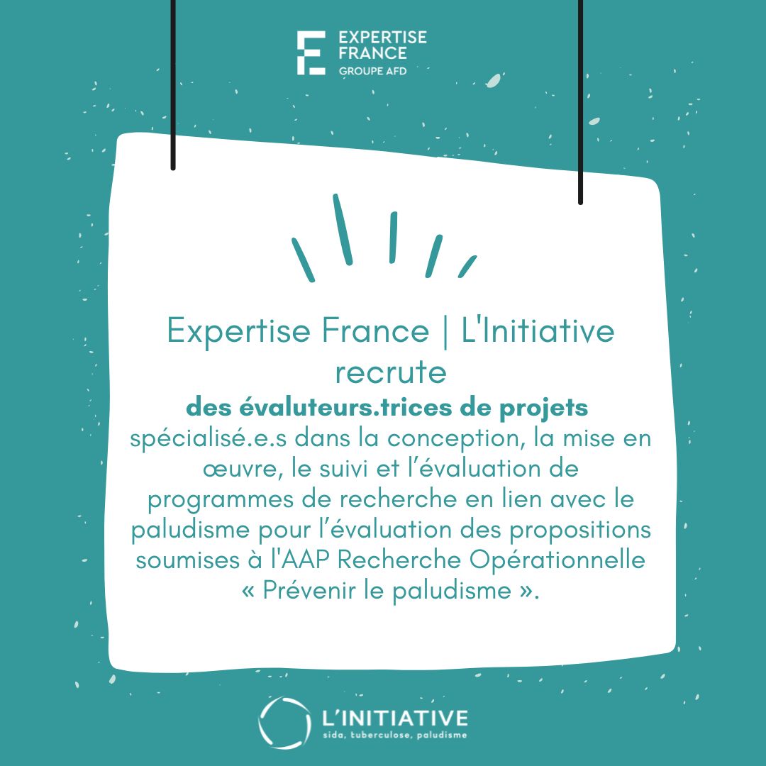 Job📣L'Initiative au sein du département Santé d' 
<a href="/expertisefrance/">Expertise France</a> recrute des évaluateurs.trices de projets spécialisé.e.s dans l’évaluation de programmes de #recherche en lien avec le #paludisme

👉+ d'infos et candidature : expertisefrance.fr/web/guest/on-r…