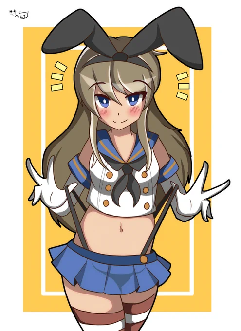 なんかウサギっぽいので島風描いてました。むちましいほうがすきです。 